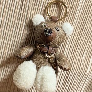 Coach Signature Bear Charm with Shearling Accent & Smooth Leather